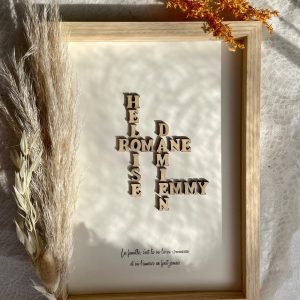 Roze Poudrey – Cadre personnalisé et mots croisés en lettres en bois Roze Poudrey – Cadre personnalisé et mots croisés en lettres en bois