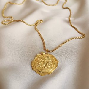 LaGeometrieJewels – Collier de charme en pièce de lion vintage