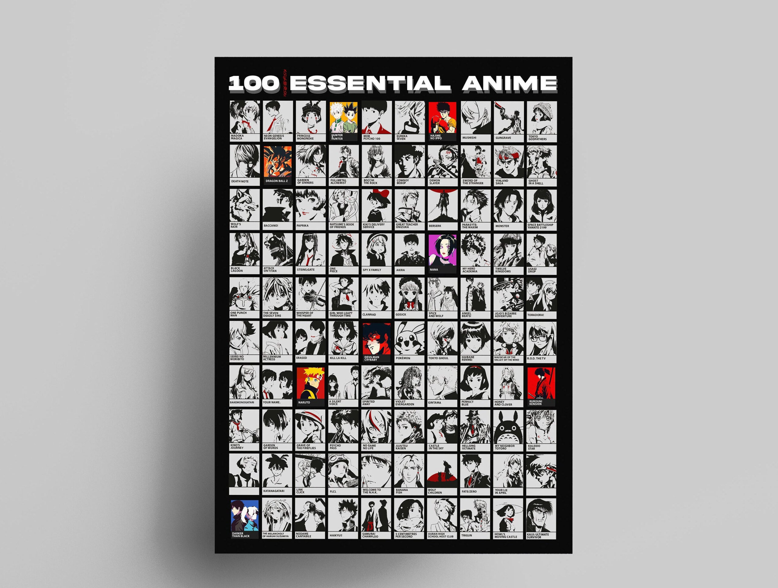 Poster à gratter 100 Essential Anime Poster à gratter 100 Essential Anime