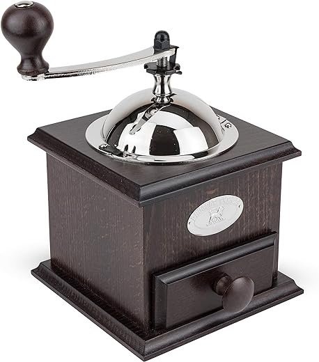 Moulin à Café Peugeot Nostalgie En Bois Chocolat – 21 Cm, Broyeur Manuel Rétro Pour Café Frais