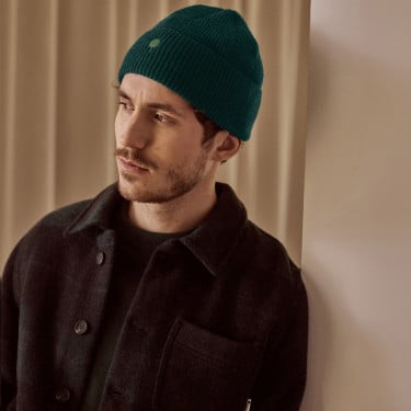 Faguo – Bonnet vert foncé laine et polyamide – modèle Beanie Bonnet vert foncé laine et polyamide - modèle Beanie