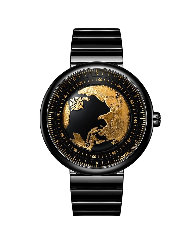 CIGA Design Blue Planet Watch CIGA Design Montre Automatique Homme - Série U Blue Planet Acier Inoxydable/Titane/Céramique avec Bracelet en Caoutchouc Fluoré