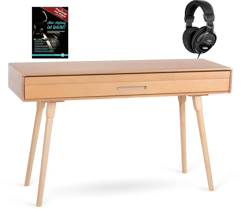 Classic Cantabile – Piano Numérique DP-730 Classic Cantabile DP-730 OK Piano chêne set - numérique 88 touches clavier pondérée action de marteau - Table avec piano électrique intégré - Casque et pédalier inclus - USB...