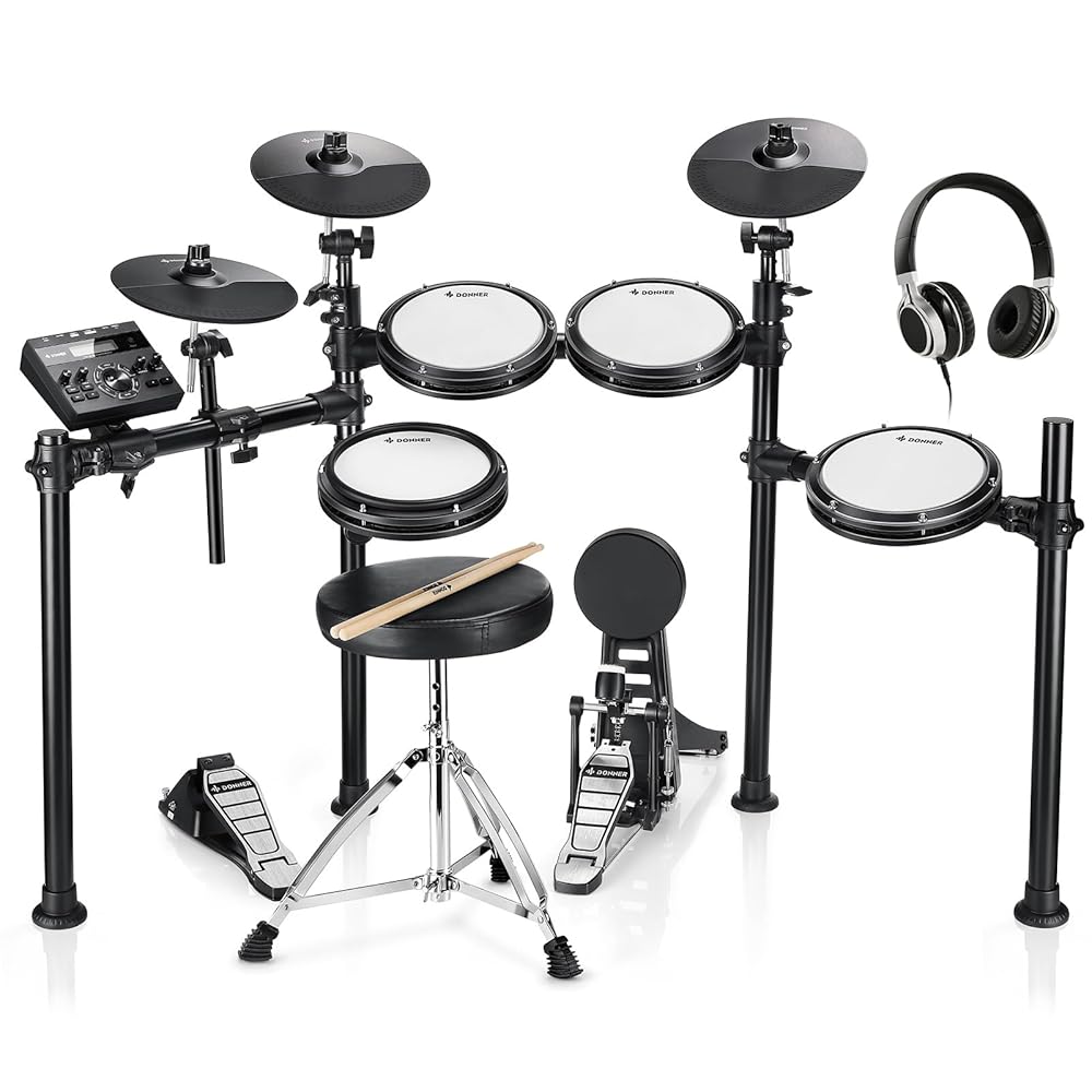 Donner – Batterie Électronique DED-200 Donner DED-200 Electric Drum Set With Drum Throne/Maple Stick/Earphone/Audio Cable
