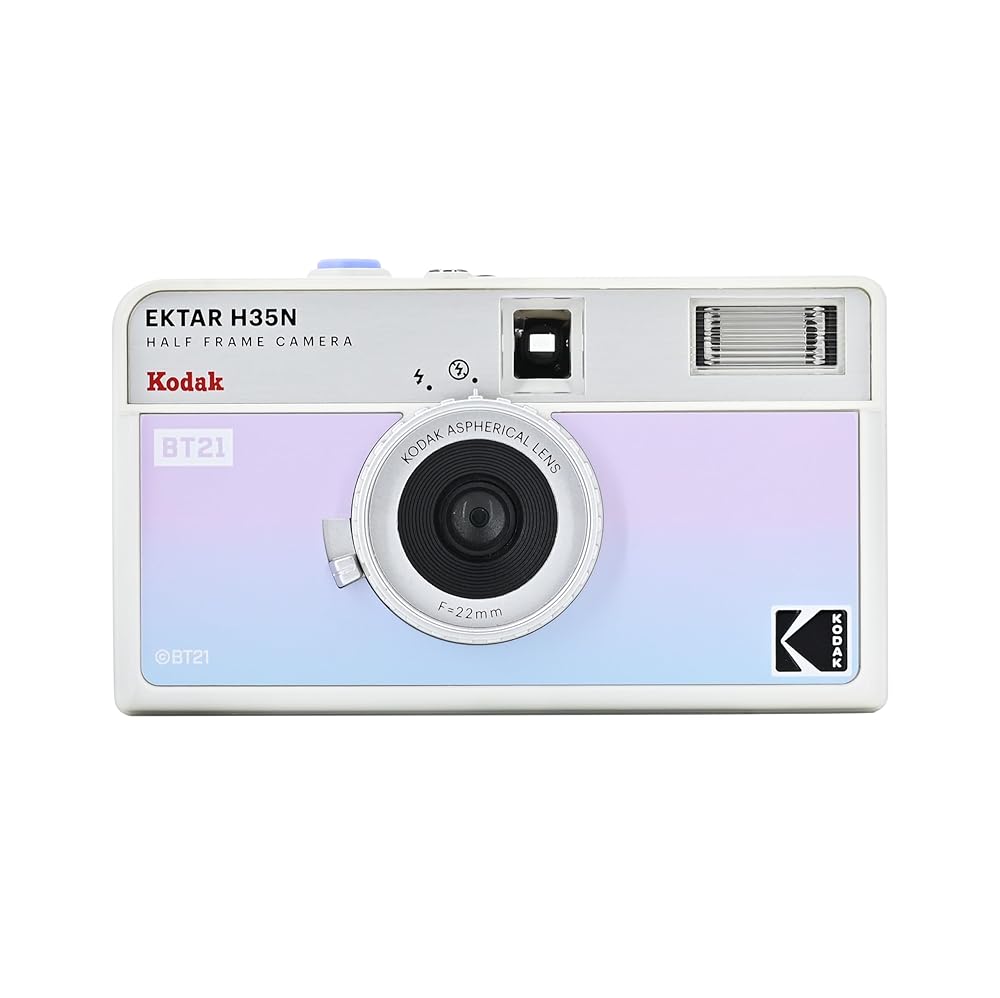 Kodak Ektar H35N Appareil Photo Demi-Cadre KODAK EKTAR H35N Appareil Photo Demi-Cadre 35 mm, réutilisable, sans Mise au Point, Fonction Ampoule, Filtre d'étoile, lentille revêtue (Film et Batterie Non Inclus) (édition BT21)
