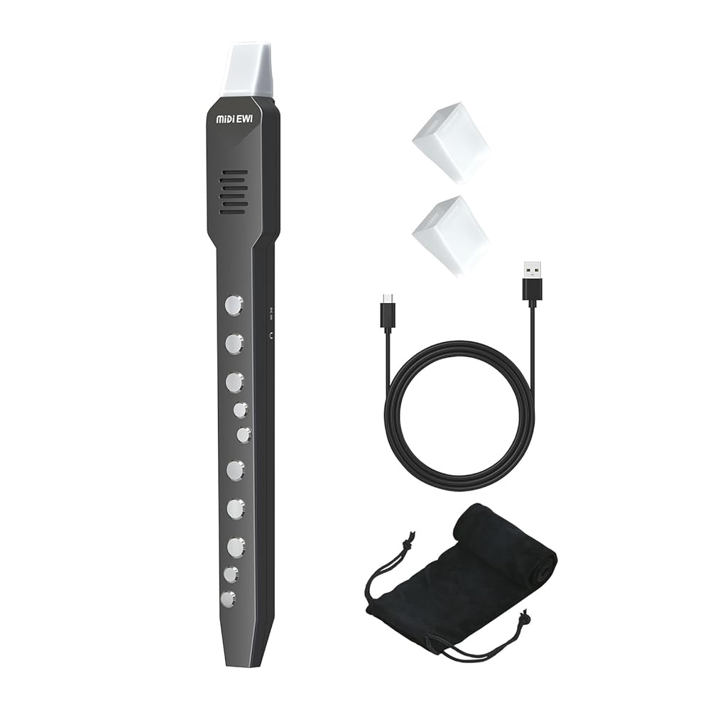 OYAYO – Instrument à vent numérique OYAYO Instrument à vent numérique, électrique, noir, compatible avec Bluetooth MIDI, instrument à vent électronique, avec buse amovible et câble d'alimentation, 10 sons...