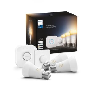 Philips Hue Kit de démarrage White Ambiance Philips Hue Kit de démarrage White Ambiance : 3 Ampoules LED Intelligentes et connectées E27, Pont de Connexion, Bouton Smart Hue, Compatible Bluetooth, Alexa, Google Assistant,...