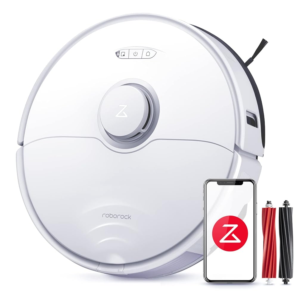 roborock S8 Aspirateur Robot Laveur roborock S8 Aspirateur Robot Laveur 6000Pa Brosse Double avec Évitement d'obstacles par Lumière Structurée 3D, WiFi/Alexa/APP, pour Le Idéal Nettoyage des Tapis & des Cheveux...