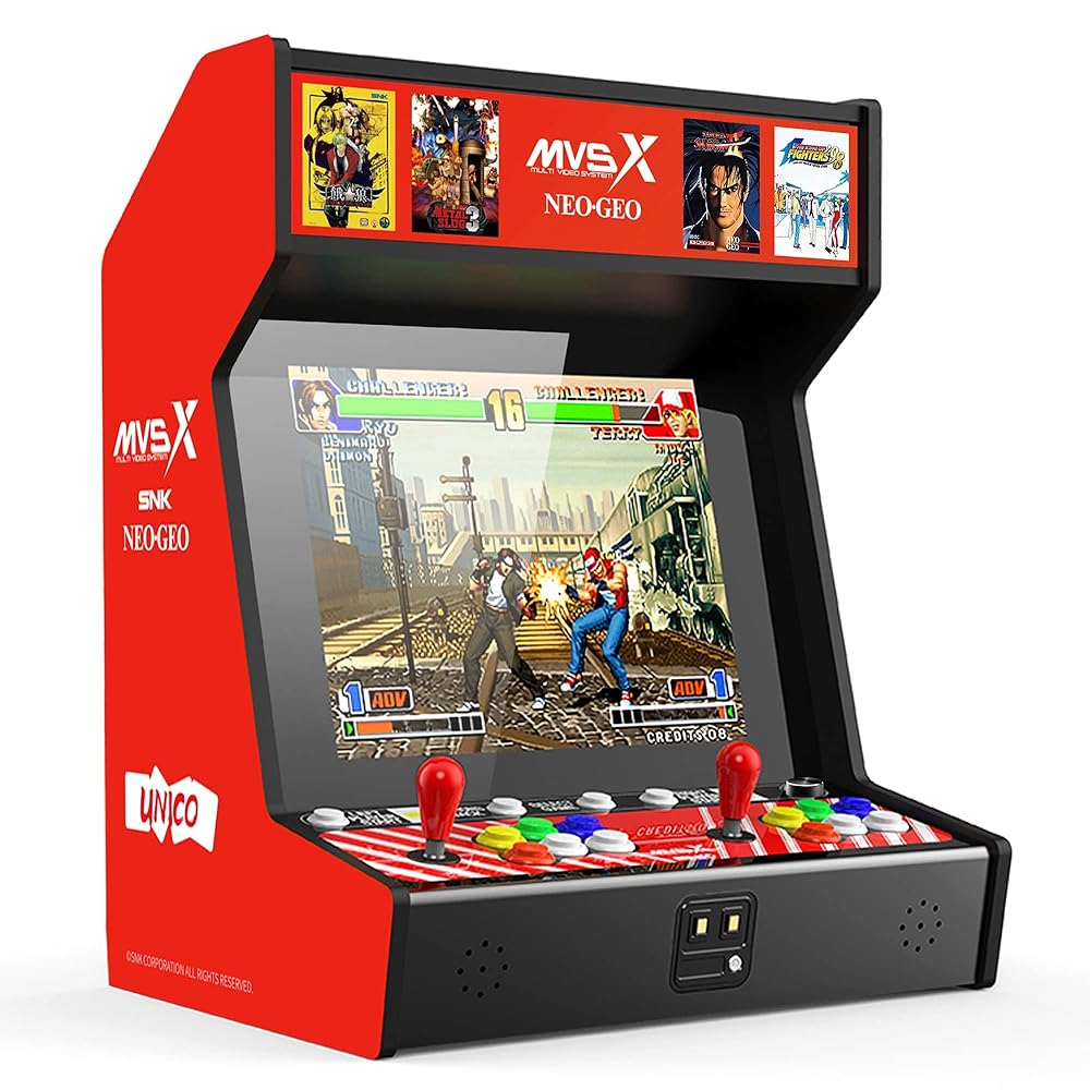 UNICO – SNK NEOGEO MVSX Borne Arcade Bartop SNK NEOGEO MVSX Borne Arcade Bartop, 50 Jeux Rétro Licenciés Neo Geo Officiels Préinstallés, Jouable à Deux Joueurs en Même Temps, y Compris The King of Fighters, Metal Slug et...