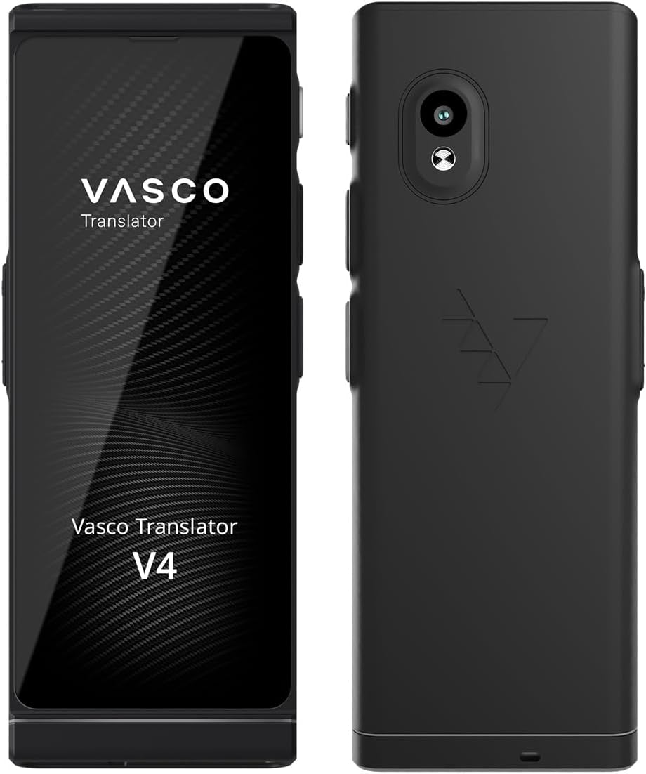 Traducteur Vocal instantané Vasco V4 Traducteur Vocal instantané Vasco V4 | 108 Langues | Internet Gratuit à Vie pour Les traductions dans près de 200 Pays | Le traducteur Le Plus récent du marché | Black Onyx