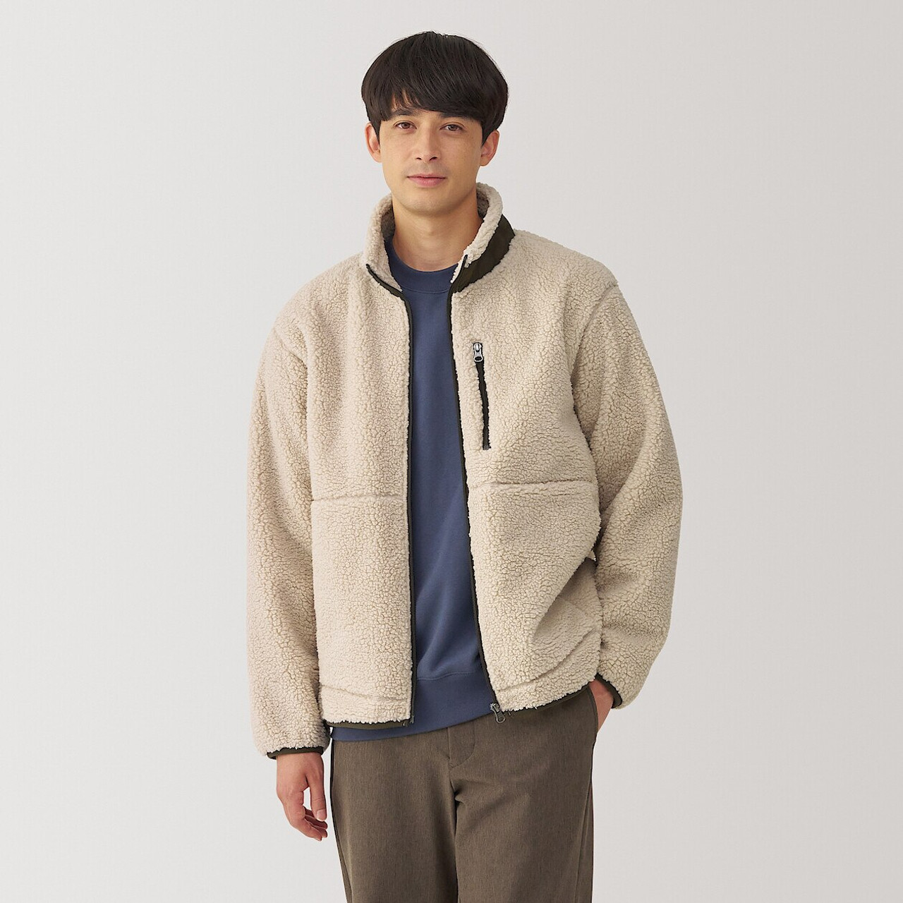 Muji – Veste polaire en polyester recyclé pour homme Veste polaire en polyester recyclé pour homme